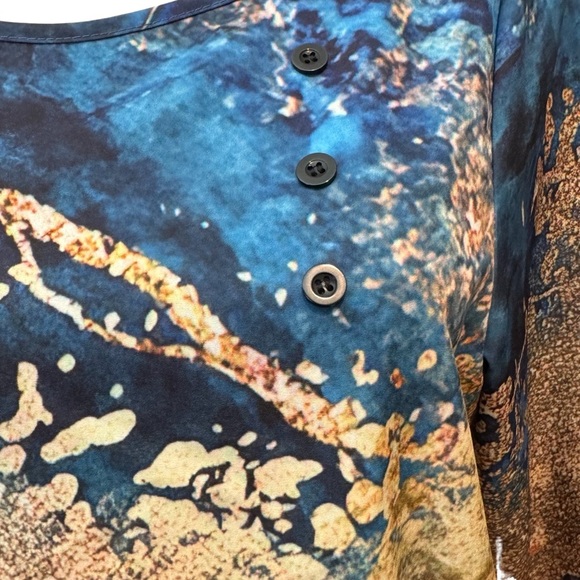 Misslook vintage blue and gold tunic with asymmetrical hem. Medium - Picture 7 of 10